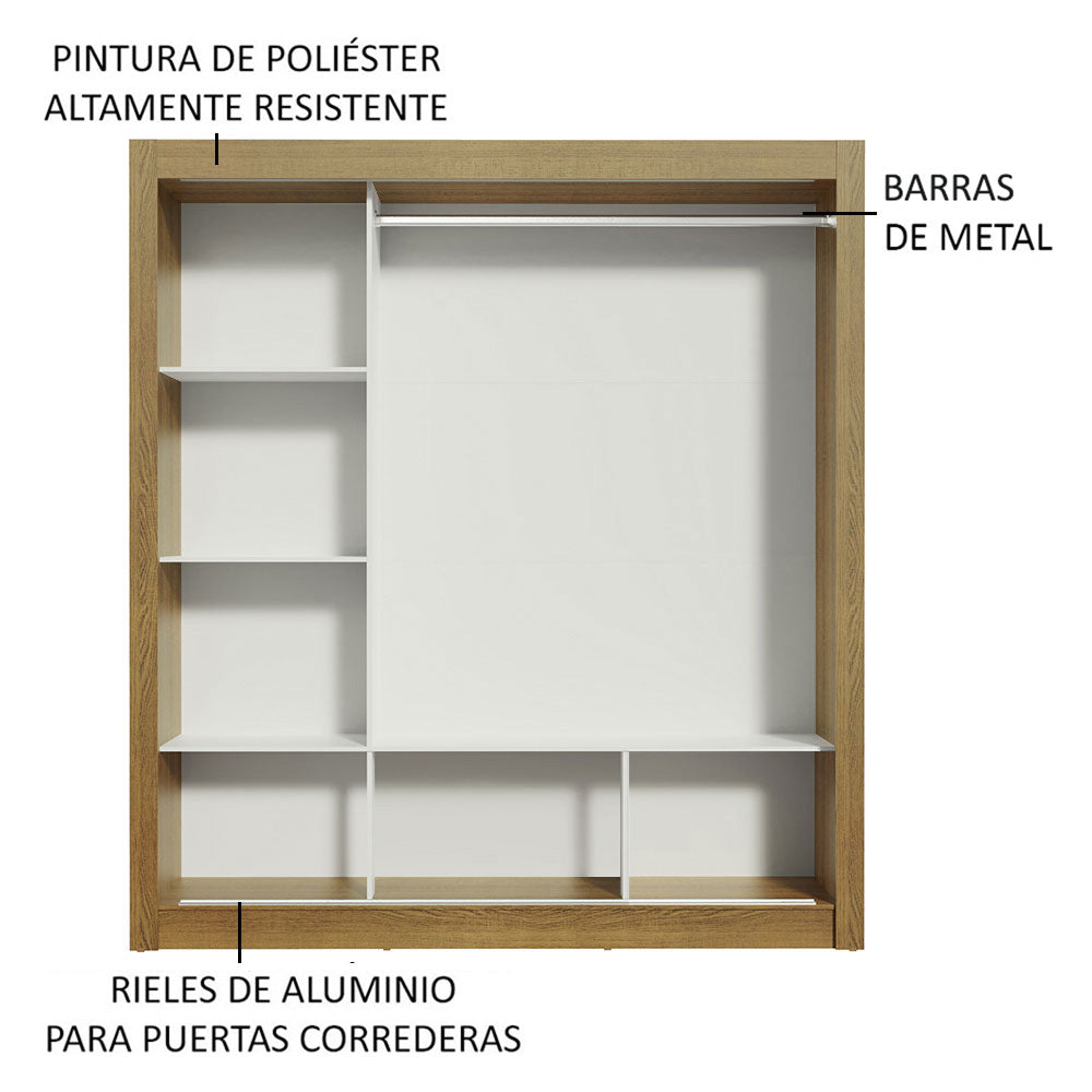 Clóset Matrimonial Monaco 3 Puertas Corredizas Marrón/Negro