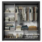 Clóset Matrimonial 170 cm 3 Puertas Corredizas Negro Monaco Madesa