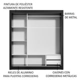Clóset Matrimonial Lyon 3 Puertas Correderas 2 Cajones Negro/Marrón