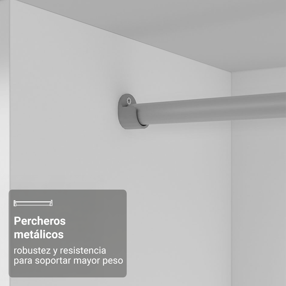 Clóset Soltero Denver 2 Puertas Corredizas con Espejo Blanco