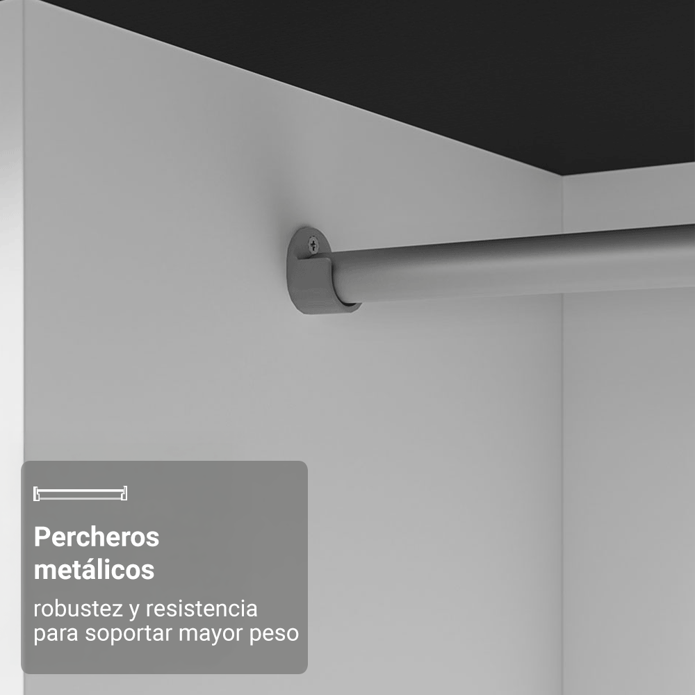Clóset Soltero Denver 2 Puertas Corredizas con Espejo Negro