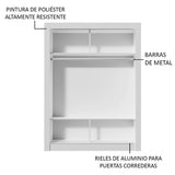 Clóset Soltero Denver 2 Puertas Corredizas con Espejo Blanco/Gris