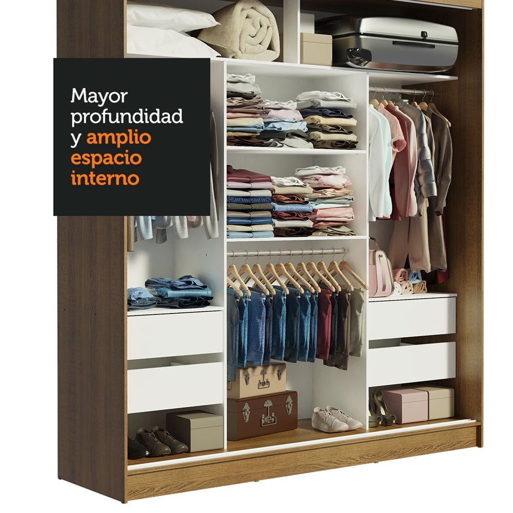 Clóset Matrimonial Reno 3 Puertas Corredizas 1 con Espejo - Marron