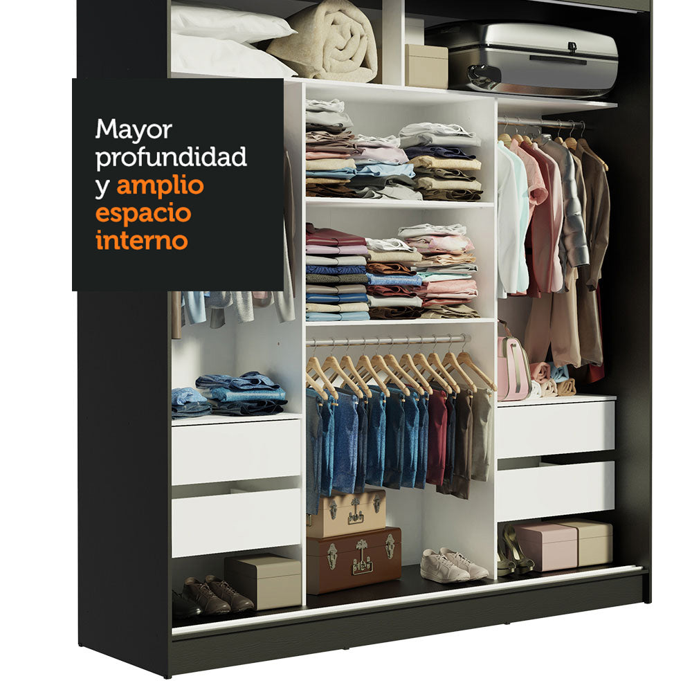 Clóset Matrimonial Reno 3 Puertas Correderas Negro