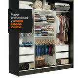Clóset Matrimonial Reno 3 Puertas Correderas con Espejos Negro