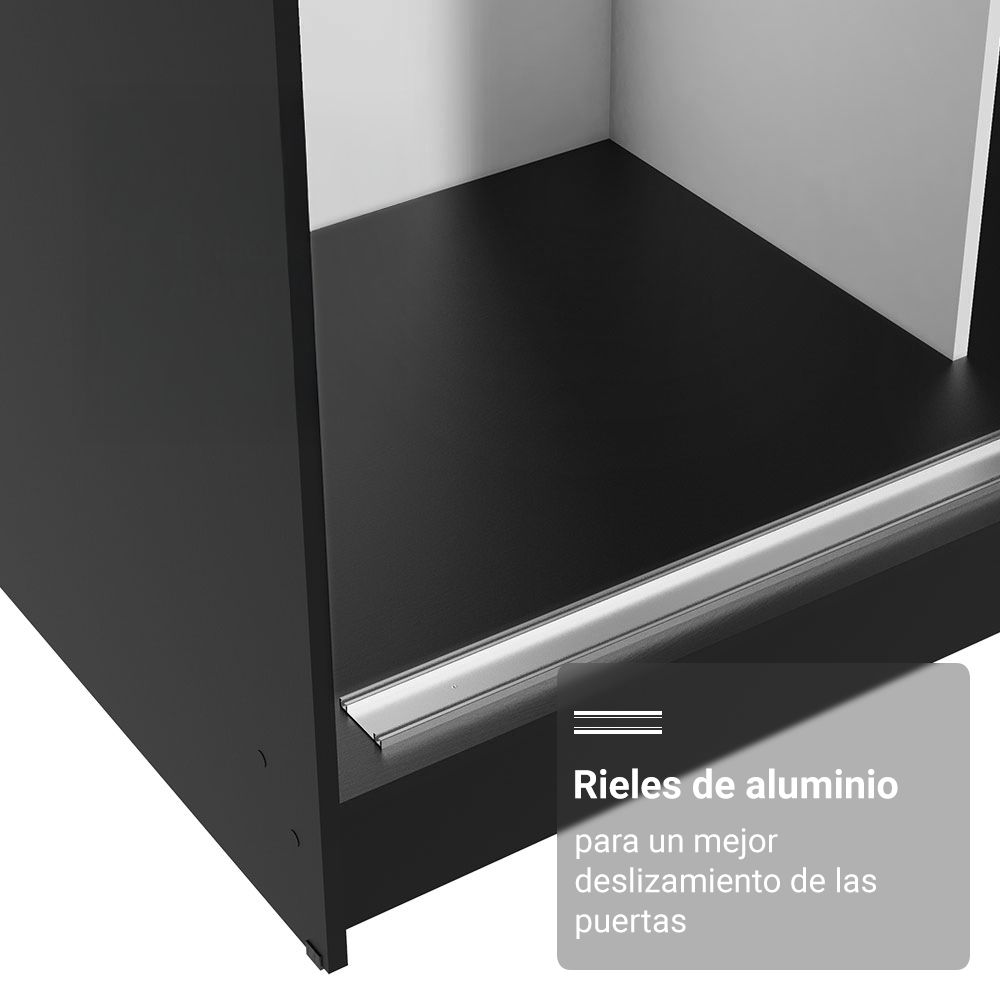 Clóset Matrimonial 3 Puertas Correderas Negro/Marrón Reno