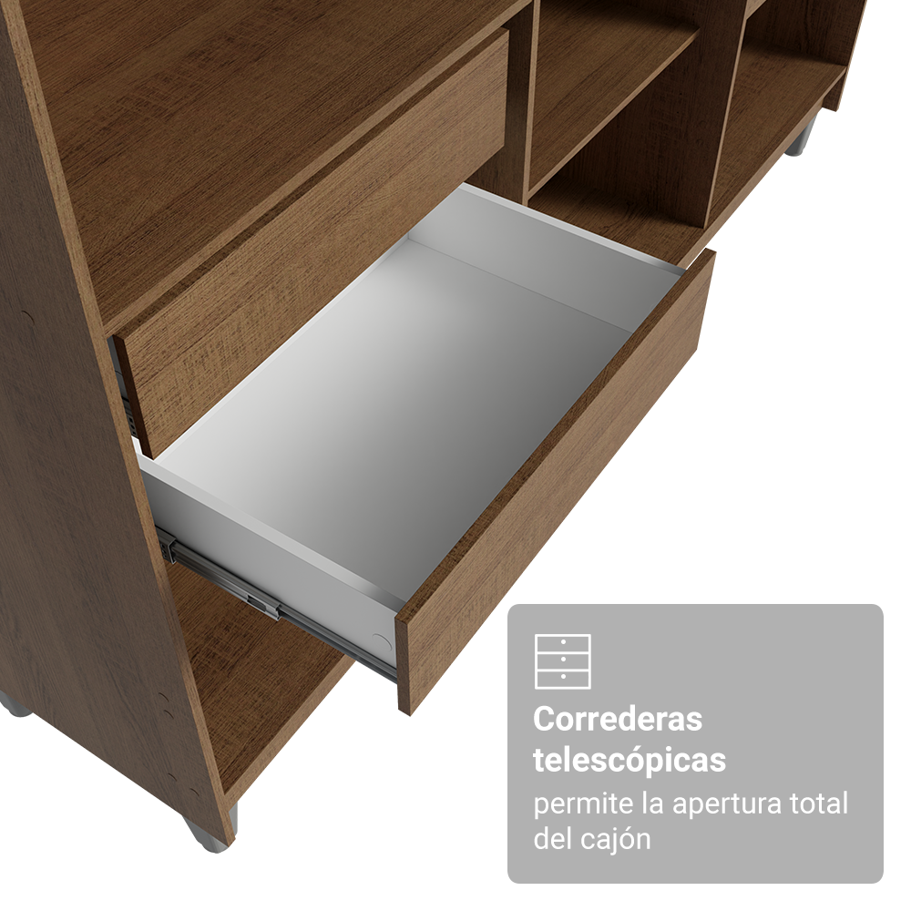 Clóset Matrimonial Venus 180 cm Sin Puertas Con Patas 4 Cajones Marrón