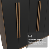 Clóset Matrimonial Venus 6 Puertas Batientes Con Patas Marrón/Negro/Marrón