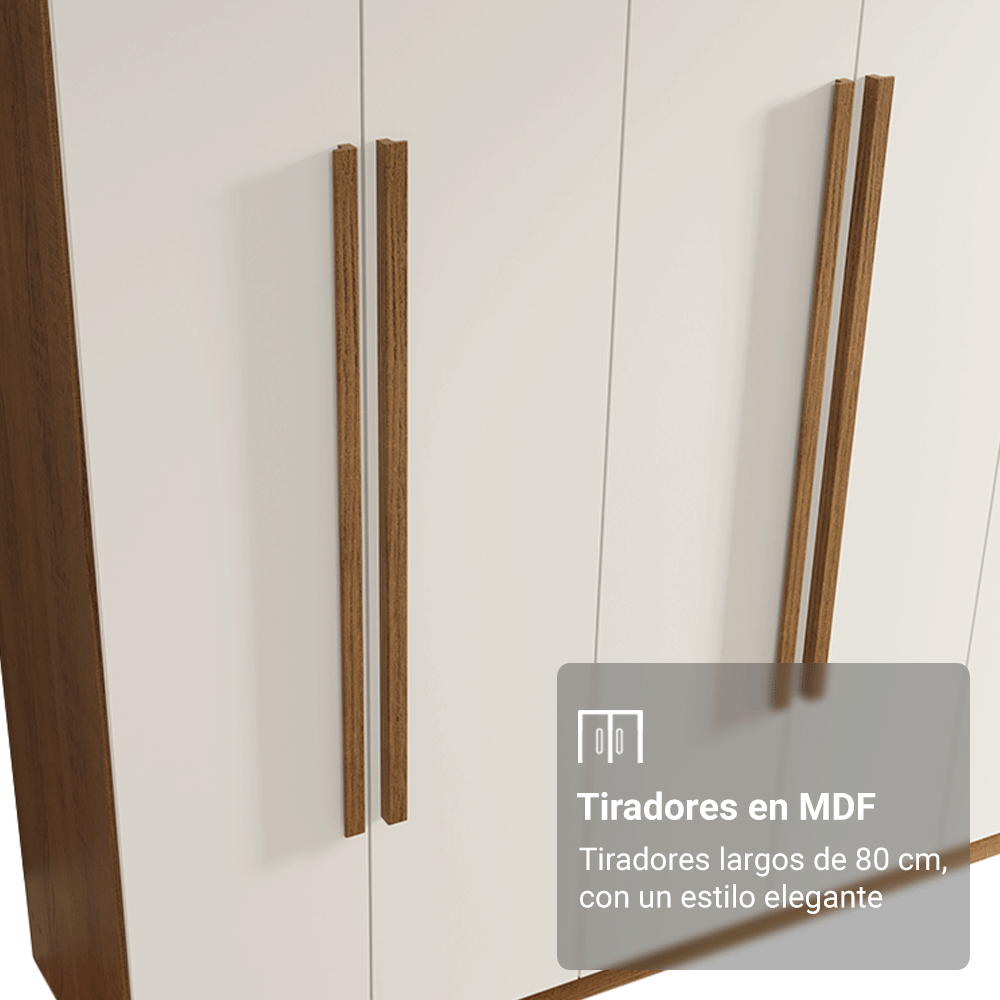 Clóset Matrimonial 180 cm 6 Puertas 4 Cajones Marrón/Blanco Venus Madesa