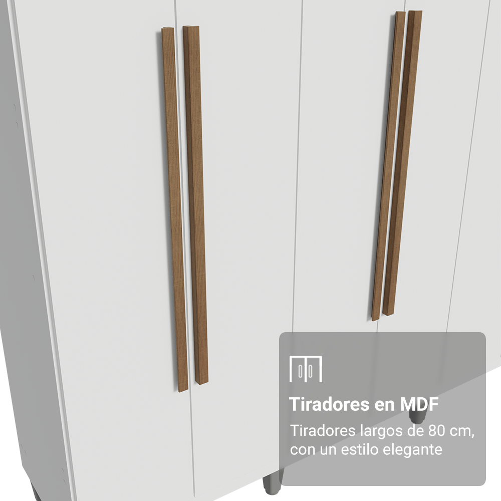 Clóset Matrimonial Venus 6 Puertas Batientes Con Patas Blanco/Blanco/Marrón
