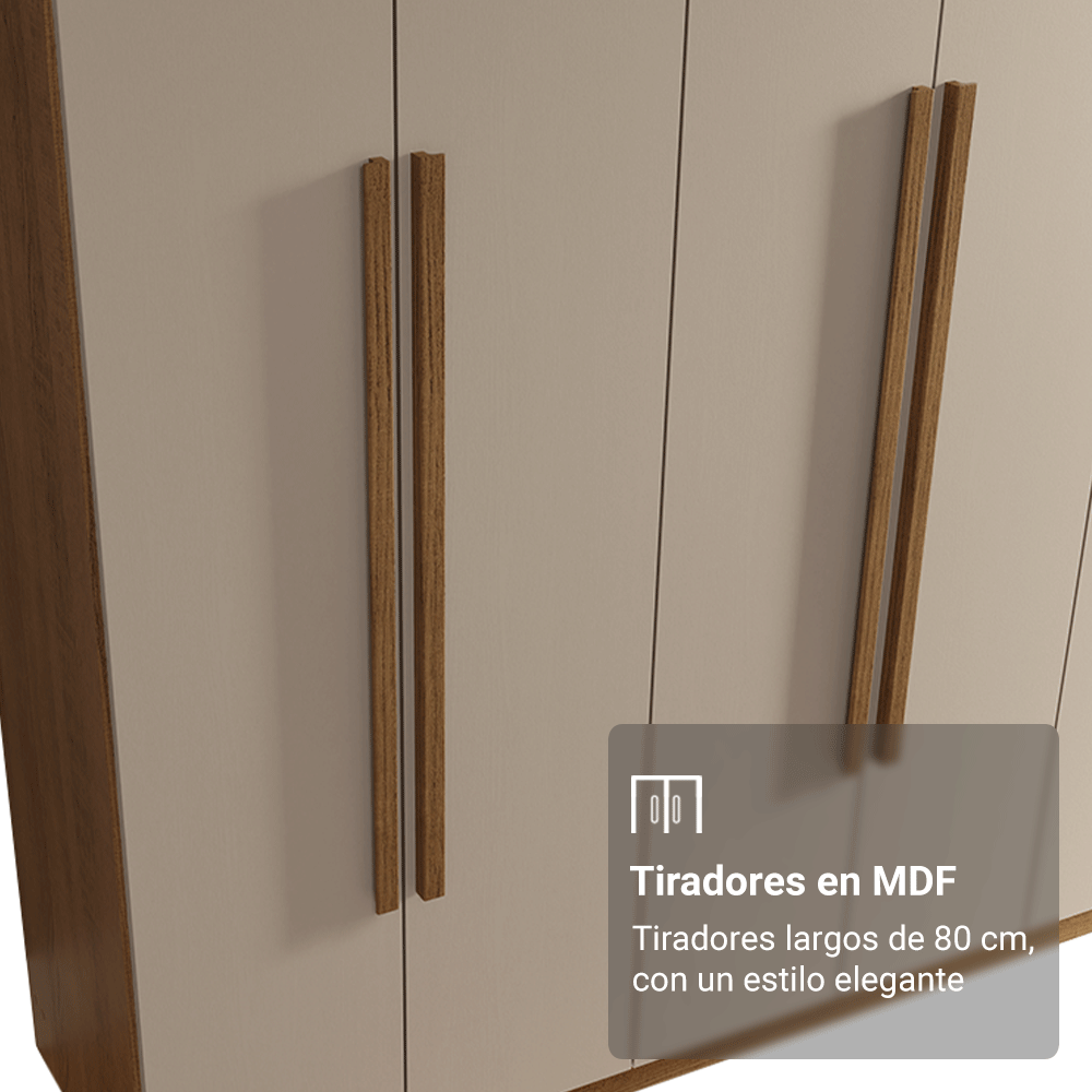 Clóset Matrimonial 180 cm 6 Puertas 4 Cajones Marrón/Crema Venus Madesa