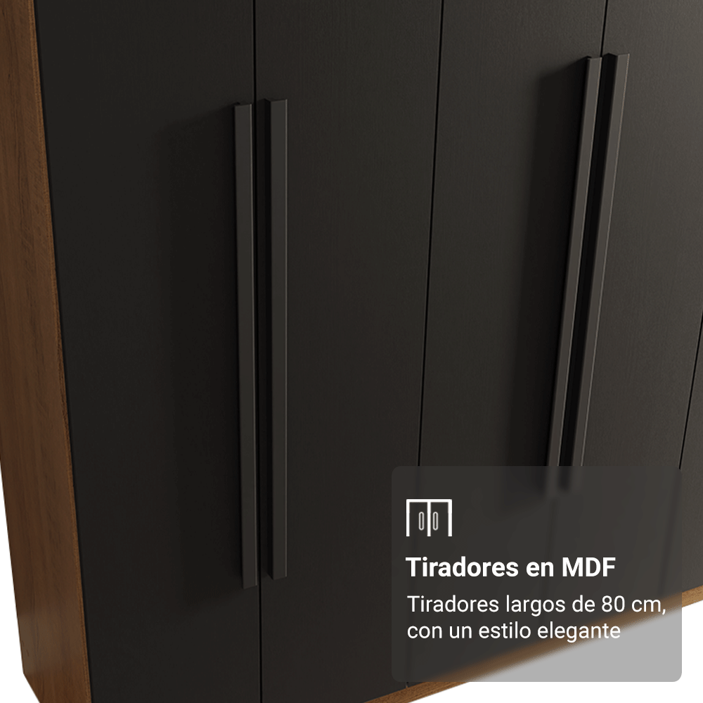 Clóset Matrimonial 180 cm 6 Puertas Marrón/Negro Venus Madesa