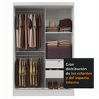 Clóset Soltero 119 cm 2 Puertas Corredizas Con 2 Espejos 2 Cajones Blanco Max Madesa