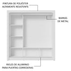 Clóset Matrimonial 170 cm 3 Puertas Corredizas Con 1 Espejo Blanco/Negro Nobre Madesa