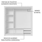 Clóset Matrimonial 170 cm 3 Puertas Corredizas Con 2 Espejos 2 Cajones Blanco/Negro Sublime Madesa