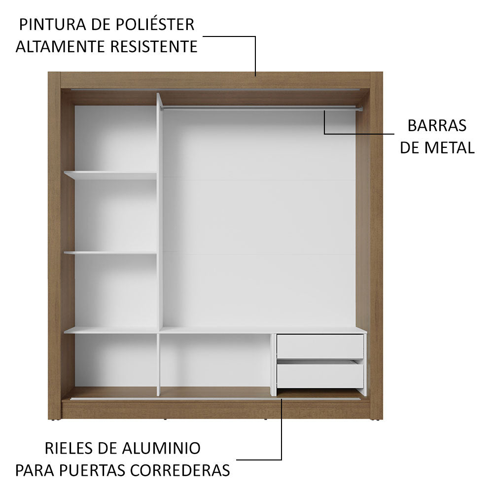 Clóset Matrimonial 170 cm 3 Puertas Corredizas Con 1 Espejo 2 Cajones Marrón/Negro Sublime Madesa
