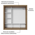 Clóset Matrimonial 170 cm 3 Puertas Corredizas Con 1 Espejo Marrón/Gris Nobre Madesa