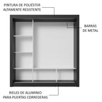 Clóset Matrimonial 170 cm 3 Puertas Corredizas Con 1 Espejo Marrón/Gris Nobre Madesa