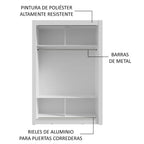 Clóset Soltero 117 cm 2 Puertas Corredizas Blanco Milano Madesa