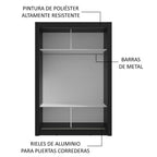 Clóset Soltero 117 cm 2 Puertas Corredizas Negro/Blanco Milano Madesa