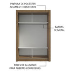 Clóset Soltero 117 cm 2 Puertas Corredizas Marrón/Gris Milano Madesa