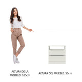Buró Mesa de Noche con 2 Cajones Blanco
