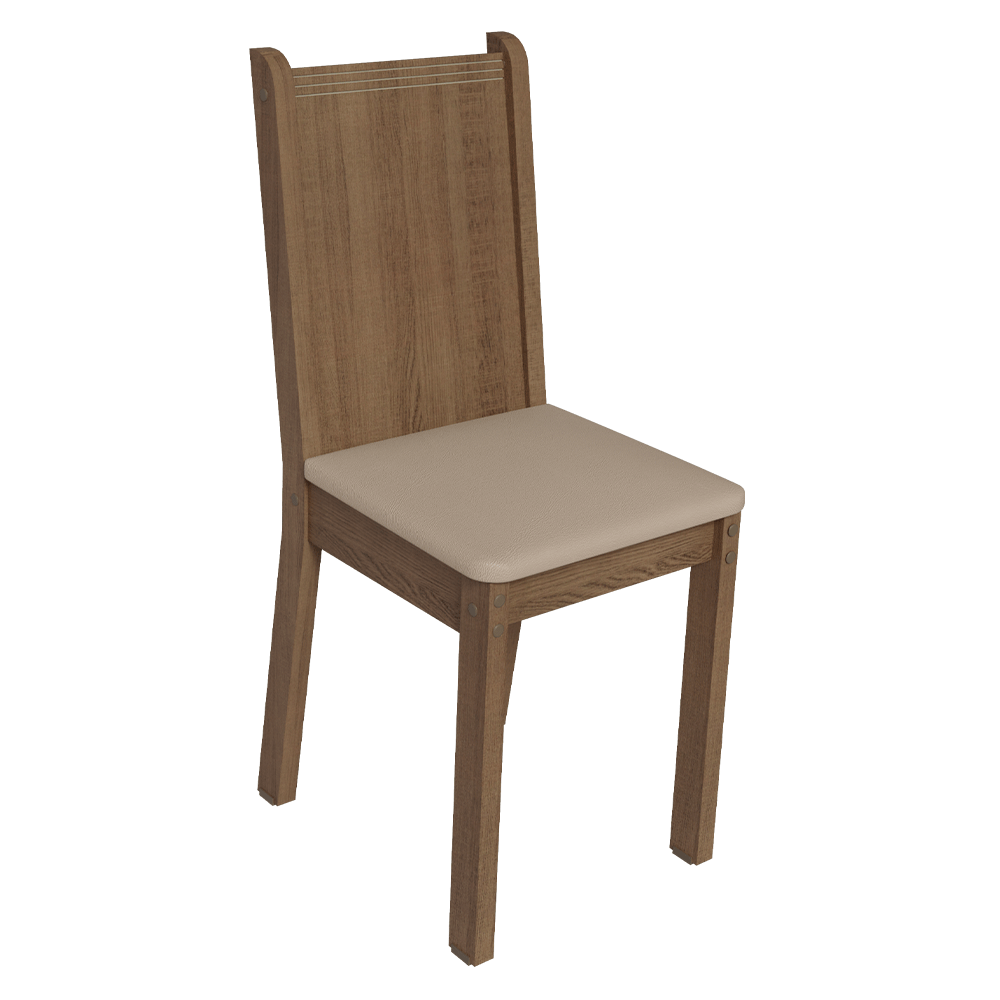 Juego de 6 Sillas 4290 Marrón/Sintético Beige