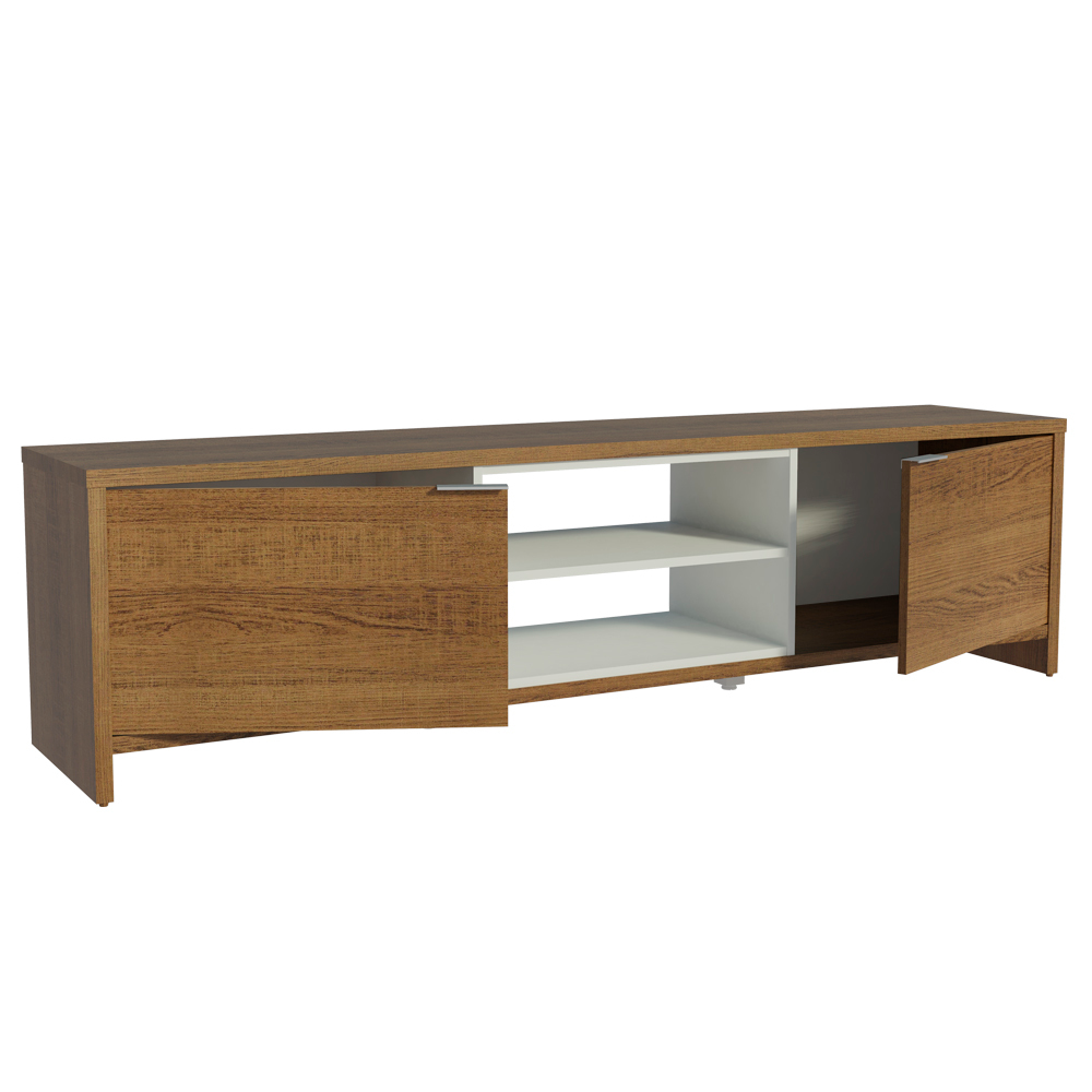 Mueble para TV hasta 80 Pulgadas 180 cm 2 Puertas Marrón/Blanco Linz Madesa
