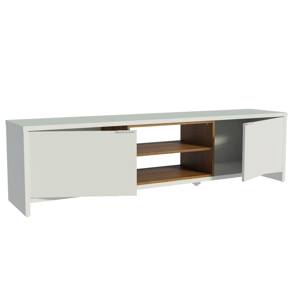 Mueble para TV hasta 80 Pulgadas 180 cm 2 Puertas Linz Blanco/Marrón