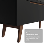 Mueble para TV hasta 80 Pulgadas 180 cm 2 Puertas 1 Cajón Negro Reims Madesa