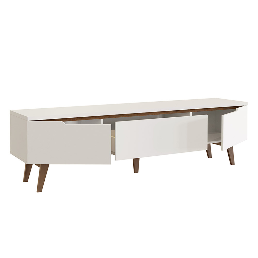 Mueble para TV hasta 80 Pulgadas 180 cm 2 Puertas 1 Cajón Blanco/Marrón Doha Madesa