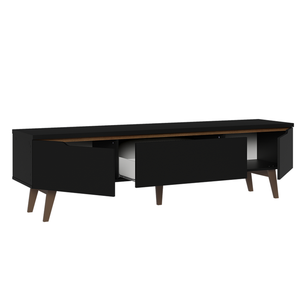 Mueble para TV hasta 80 Pulgadas 180 cm 2 Puertas 1 Cajón Doha Negro/Marrón