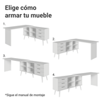 Escritorio Esquinero 302 cm 3 Cajones Blanco Madesa