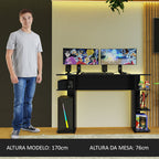 Escritorio Gamer 120 cm Negro Madesa