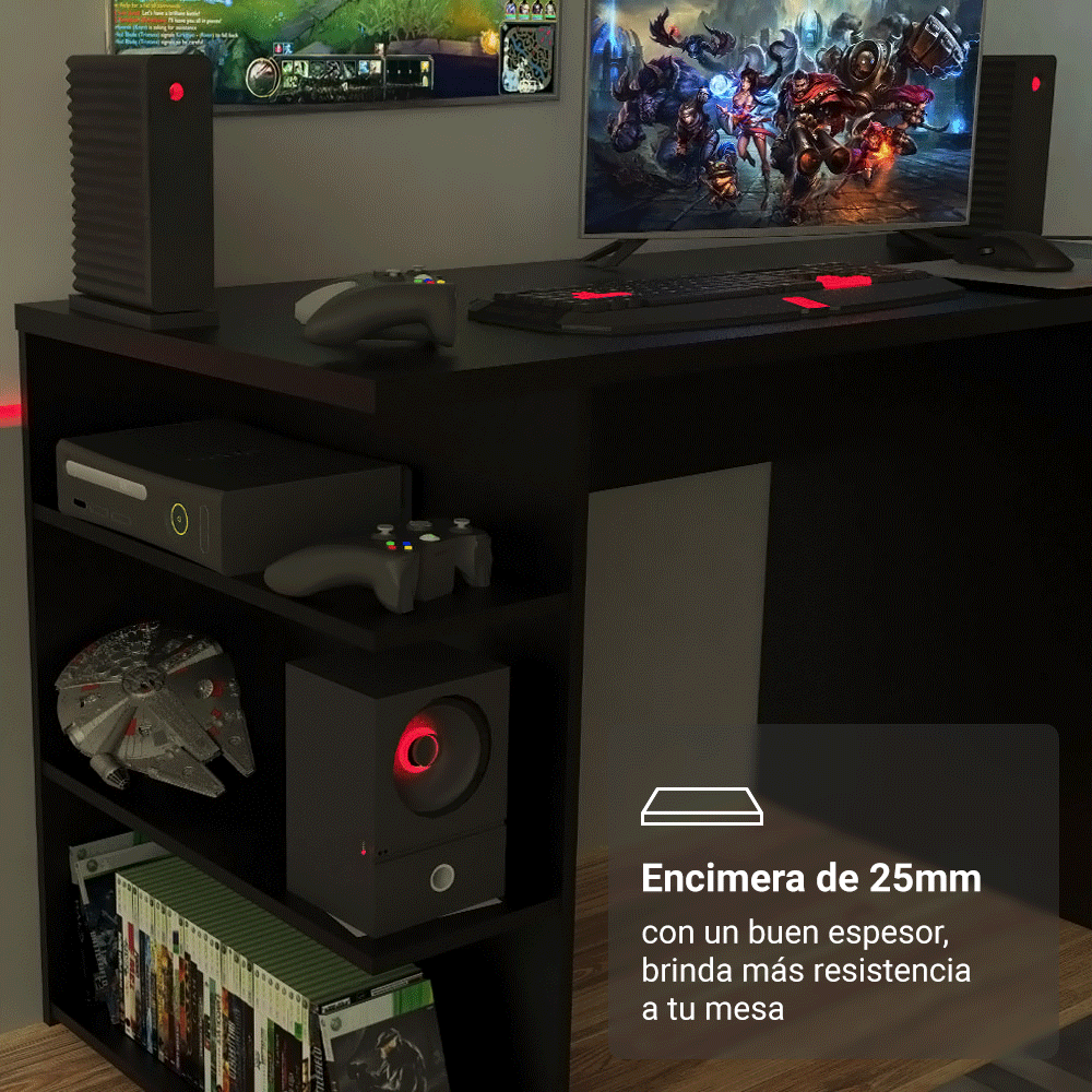 Escritorio Gamer 136 cm Negro Madesa