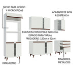 Cocina Compacta 250 cm con Mueble para Horno Blanco Reims Madesa