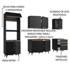 Cocina Compacta 250 cm con Mueble para Horno Negro Reims Madesa