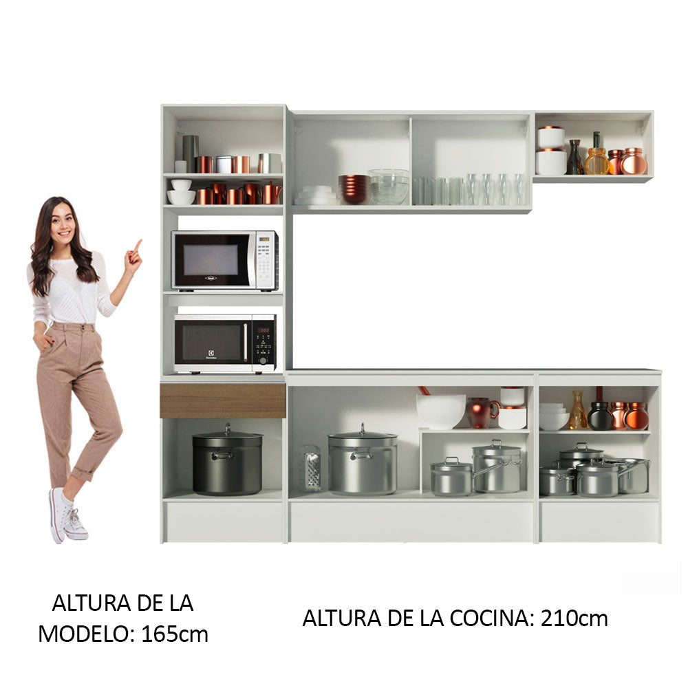Cocina Integral 240cm Blanco/Marrón Topazio