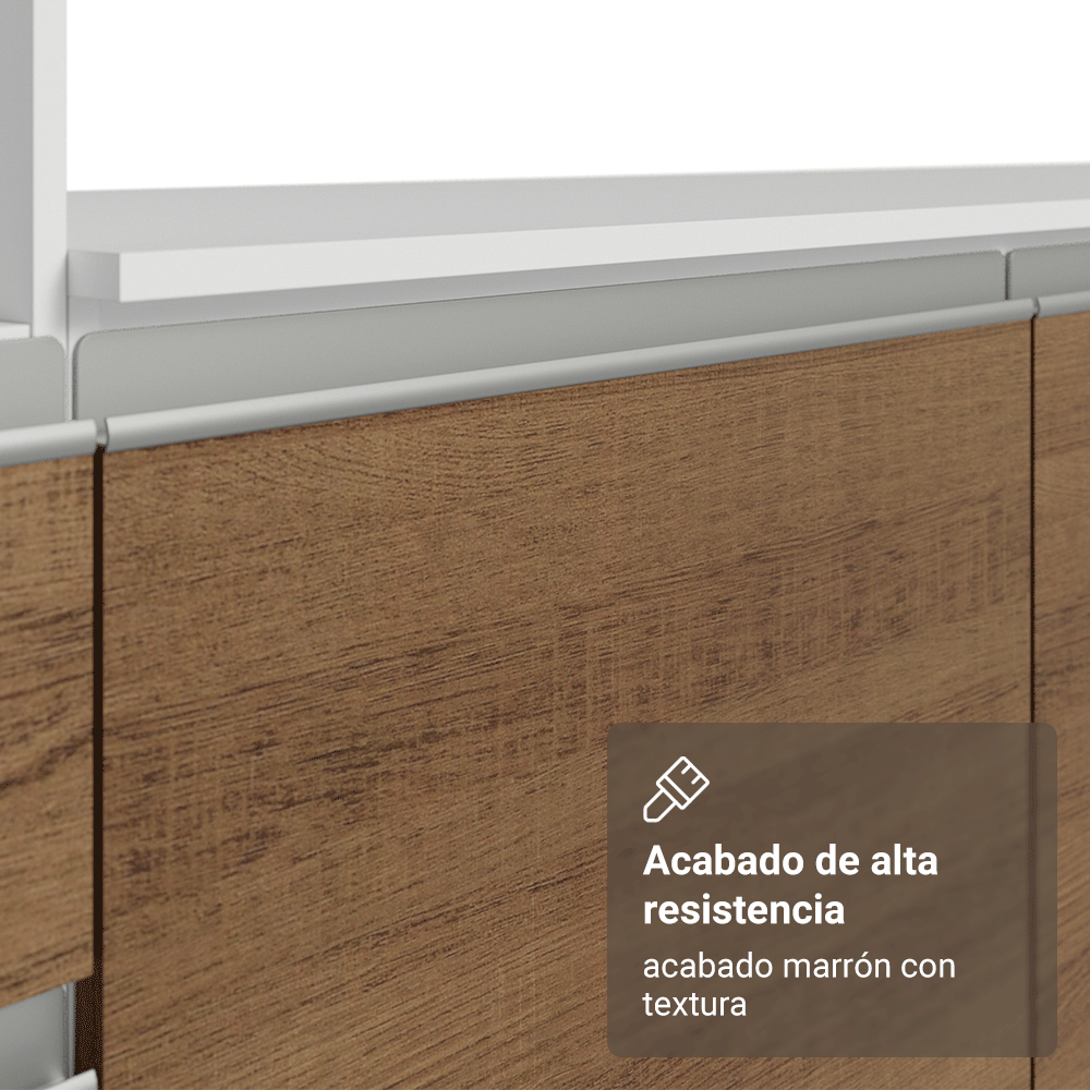 Cocina Compacta 240 x 52 cm 8 Puertas 1 Cajón con Mueble para Horno Blanco/Marrón Diamante Madesa