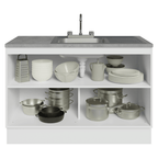 Gabinete Bajo para Fregadero con Accesorios de Cocina 120 cm 2 Puertas Blanco Glamy Madesa