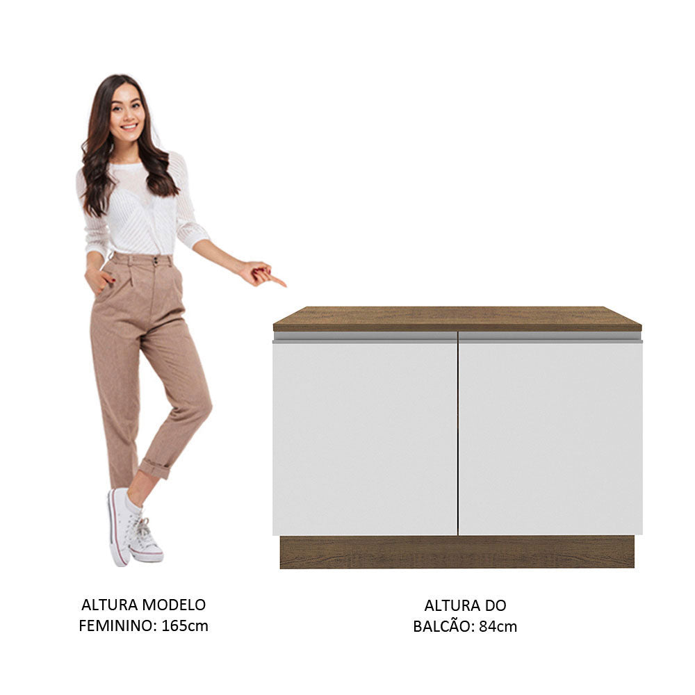 Gabinete Bajo 120 cm 2 Puertas Marrón/Blanco Glamy Madesa