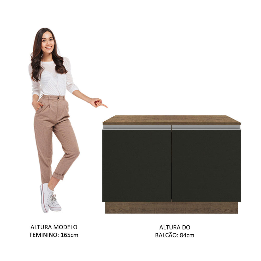 Gabinete Bajo 120 cm 2 Puertas Marrón/Negro Glamy Madesa
