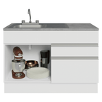 Gabinete Bajo para Fregadero con Accesorios de Cocina 120 cm 1 Puerta 2 Cajones Blanco Glamy Madesa