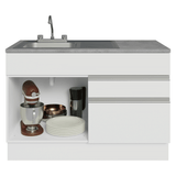 Gabinete Bajo para Fregadero con Accesorios de Cocina 120 x 60 cm 1 Puerta 2 Cajones (Con Encimera) Glamy Blanco