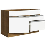 Gabinete Bajo para Fregadero con Accesorios de Cocina 120 x 60 cm 1 Puerta 2 Cajones (Con Encimera) Glamy Marrón/Blanco