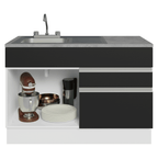 Gabinete Bajo para Fregadero con Accesorios de Cocina 120 cm 1 Puerta 2 Cajones Blanco/Negro Glamy Madesa