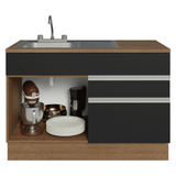 Gabinete Bajo para Fregadero con Accesorios de Cocina 120 x 60 cm 1 Puerta 2 Cajones (Con Encimera) Glamy Marrón/Negro