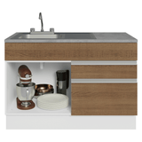 Gabinete Bajo para Fregadero con Accesorios de Cocina 120 x 60 cm 1 Puerta 2 Cajones (Con Encimera) Glamy Blanco/Marrón