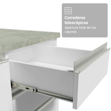 Gabinete Bajo para Fregadero con Accesorios de Cocina 120 x 60 cm 2 Puertas 3 Cajones (Con Encimera) Glamy Blanco