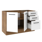 Gabinete Bajo para Fregadero con Accesorios de Cocina 120 cm 2 Puertas 3 Cajones Marrón/Blanco Agata Madesa